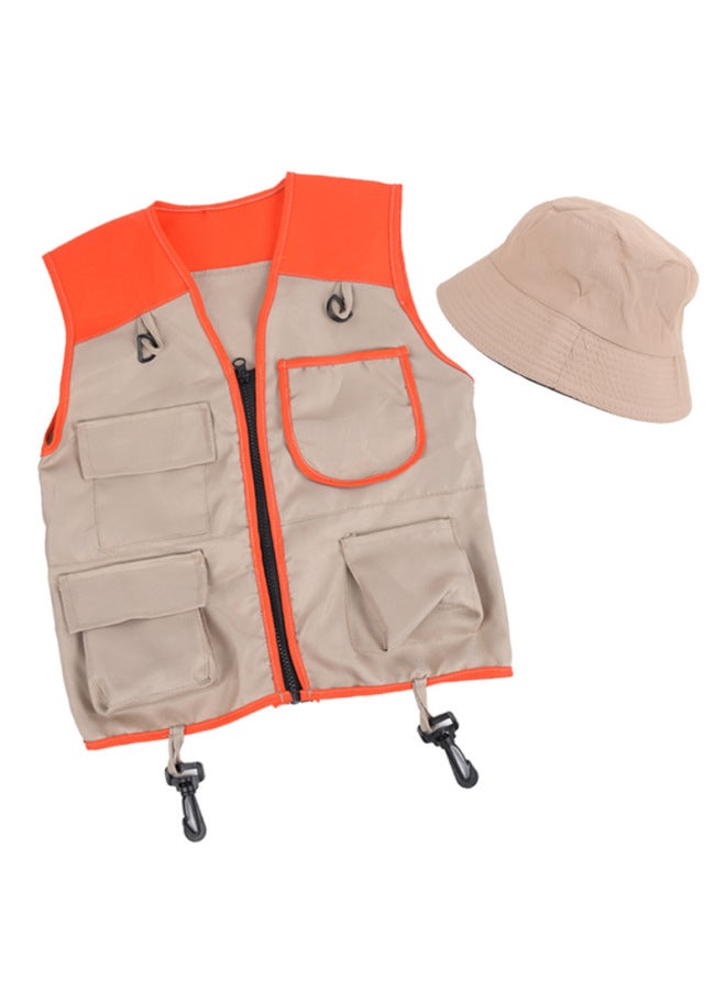 إسكدنيا Children's Outdoor Adventure Clothing Vest Hat Adventurer Role Play Stage Festival Performance Cosplay Suit-Specifications:Orange Adventure Suit -24*27-172g - Image 1