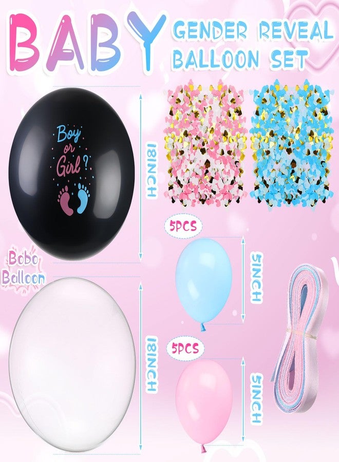 سيفانير مجموعة بالونات الكشف عن جنس المولود من Civaner مقاس 18 بوصة، بالون أسود مع فقاعة من البالونات الوردية والزرقاء، وشريط قابل للنفخ باللون الأزرق والوردي، وصندوق زينة لحفلات استقبال المولود الجديد - Image 2