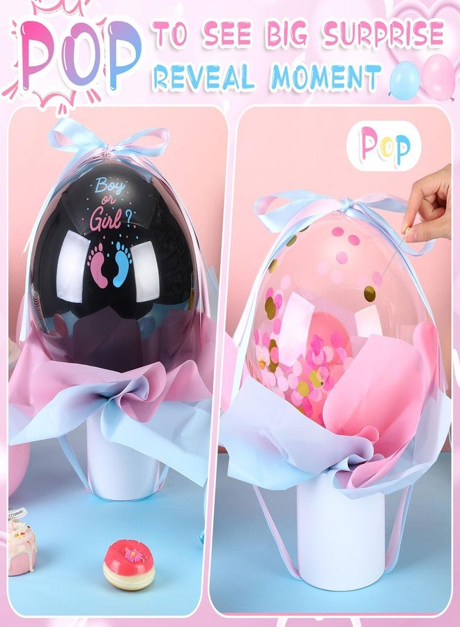 سيفانير مجموعة بالونات الكشف عن جنس المولود من Civaner مقاس 18 بوصة، بالون أسود مع فقاعة من البالونات الوردية والزرقاء، وشريط قابل للنفخ باللون الأزرق والوردي، وصندوق زينة لحفلات استقبال المولود الجديد - Image 4