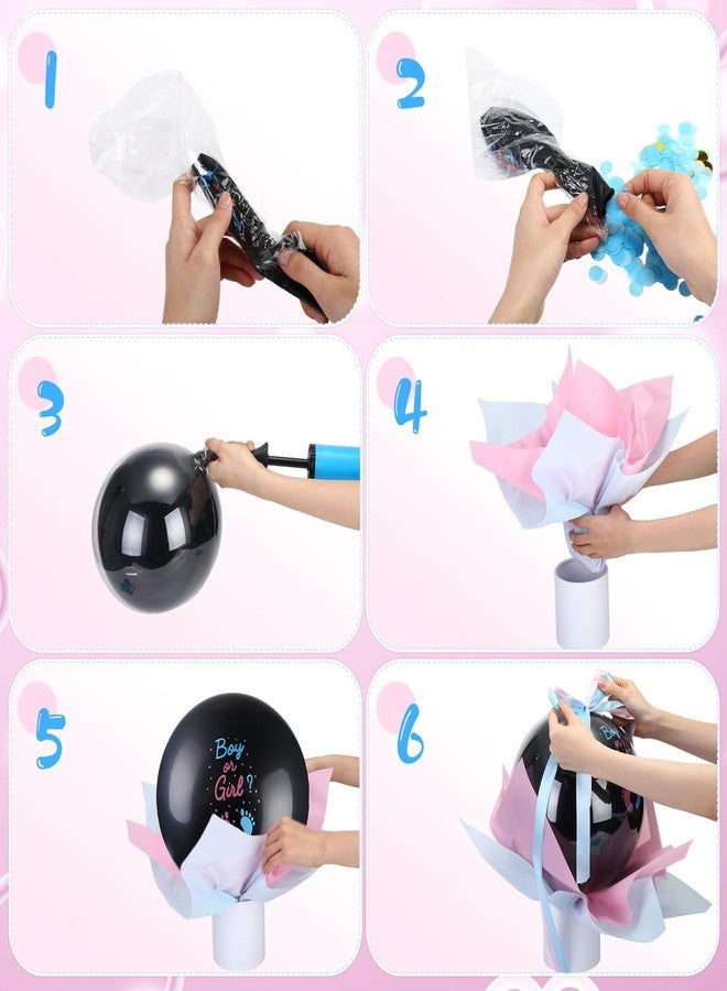 سيفانير مجموعة بالونات الكشف عن جنس المولود من Civaner مقاس 18 بوصة، بالون أسود مع فقاعة من البالونات الوردية والزرقاء، وشريط قابل للنفخ باللون الأزرق والوردي، وصندوق زينة لحفلات استقبال المولود الجديد - Image 3