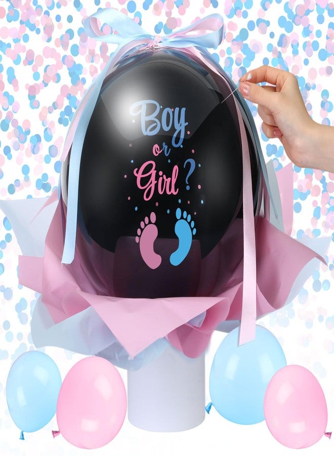 سيفانير مجموعة بالونات الكشف عن جنس المولود من Civaner مقاس 18 بوصة، بالون أسود مع فقاعة من البالونات الوردية والزرقاء، وشريط قابل للنفخ باللون الأزرق والوردي، وصندوق زينة لحفلات استقبال المولود الجديد - Image 1