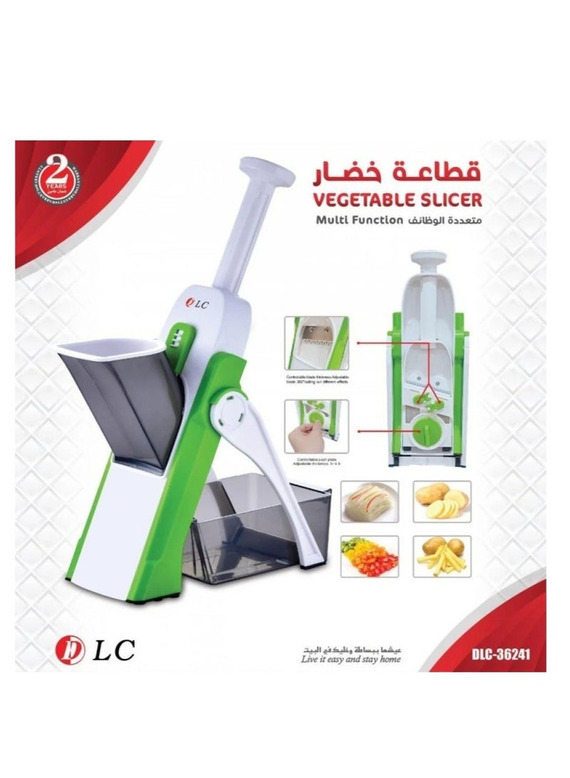 دي إل سي  قطاعة خضروات 4 في 1 متعددة الوظائف مندولين DLC-36241 أخضر/أبيض - شفرات يابانية، تحكم في السُمك، تصميم قابل للطي لسهولة التخزين - Image 1