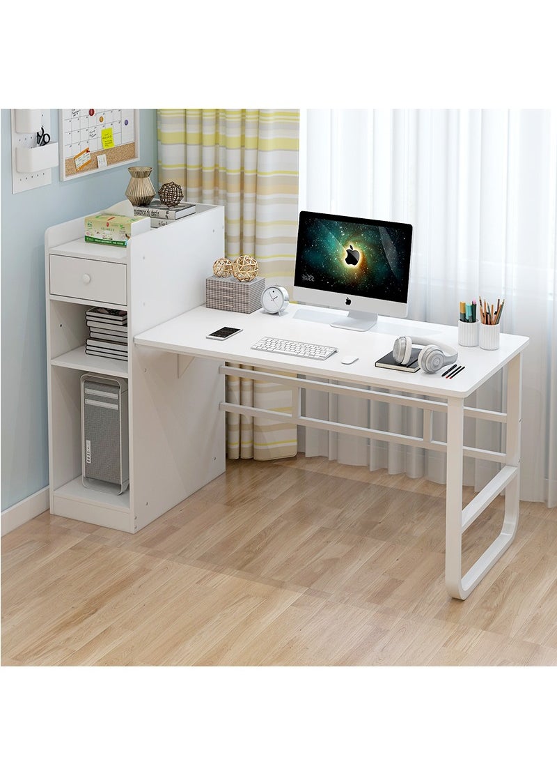 JANTENS - Study Table Computer Desk with Bookcase 110x60x110cm White MDF - Image 1