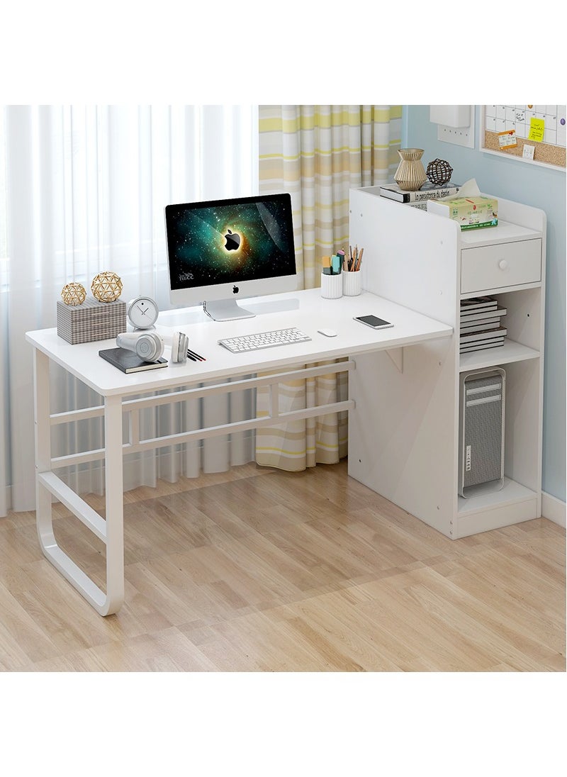 JANTENS - Study Table Computer Desk with Bookcase 110x60x110cm White MDF - Image 1