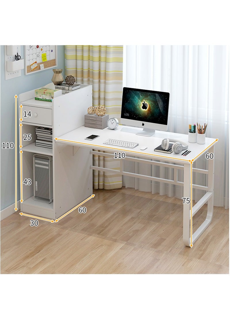 JANTENS - Study Table Computer Desk with Bookcase 110x60x110cm White MDF - Image 1