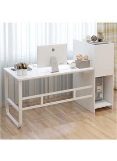 JANTENS Study Table Computer Desk with Bookcase 110x60x110cm White MDF  - Image 2
