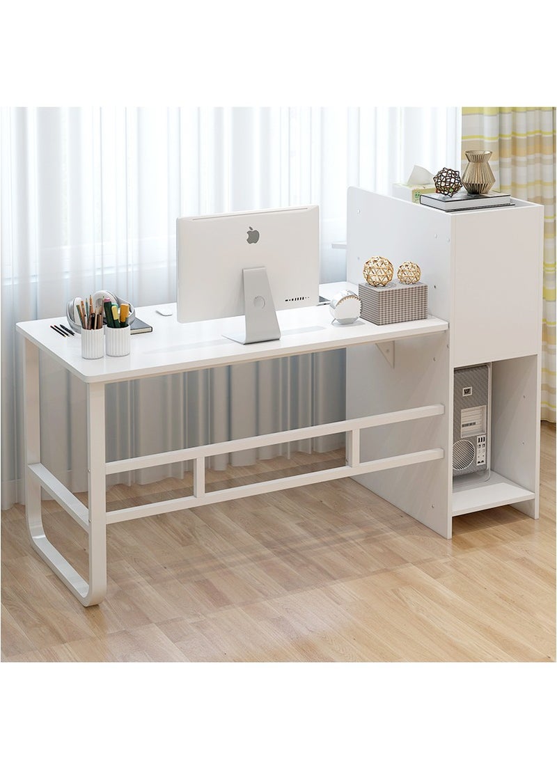 JANTENS - Study Table Computer Desk with Bookcase 110x60x110cm White MDF - Image 1
