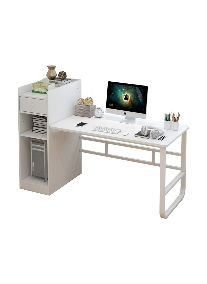 JANTENS - Study Table Computer Desk with Bookcase 110x60x110cm White MDF - Image 1
