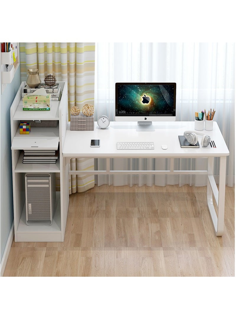 JANTENS - Study Table Computer Desk with Bookcase 110x60x110cm White MDF - Image 1