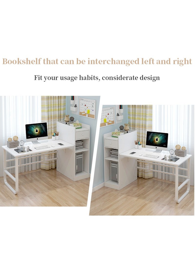 JANTENS - Study Table Computer Desk with Bookcase 110x60x110cm White MDF - Image 1