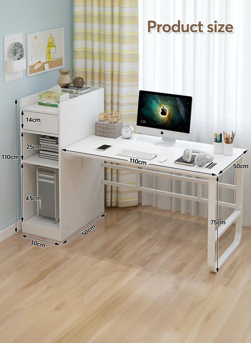 JANTENS Study Table Computer Desk with Bookcase 110x50x110cm White MDF - Image 5