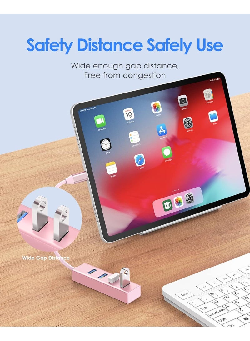 Lention LENTION 4-in-1 USB C Hub, 4 USB 3.0 Ports, USB C to USB A Multiport Adapter for 2023-2016 MacBook Pro, Mac Air & Surface, iPad Pro, Chromebook, More, Stable Driver Certified (CB-C22s, Rose Gold)  - Image 5