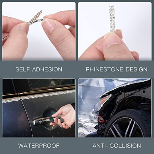 Kingdder 16.4Ft Bling Car Trim Self Adhesive Glitter Crystal Rhinestone Car Interior Exterior Accessories for Women DIY Line Molding Stickers for Auto Dashboard Diamond Ribbon Strips Decor (White) - Image 4