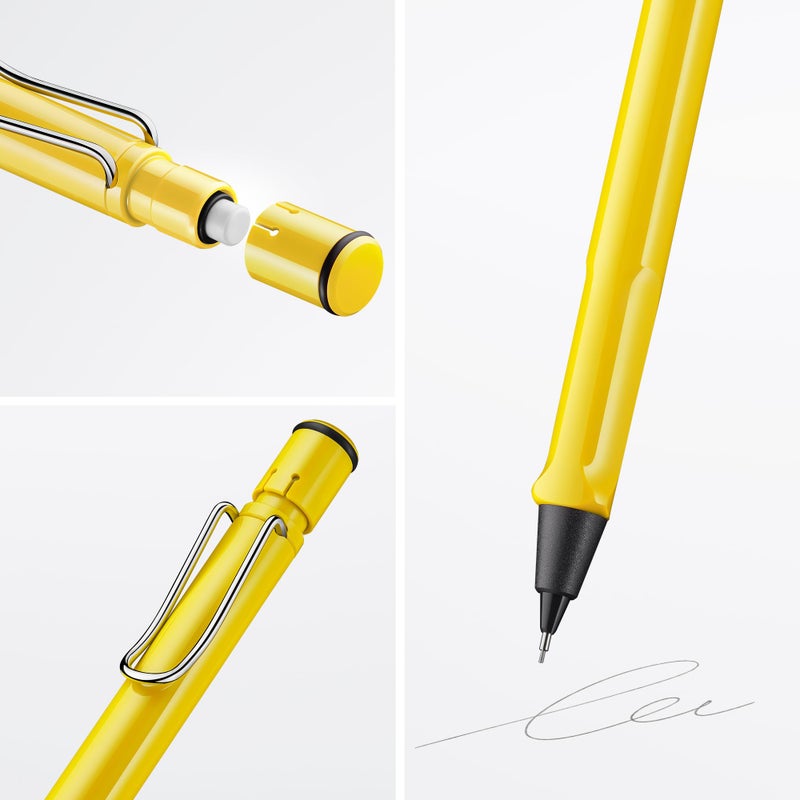 LAMY safari yellow - Mechanical Pencil with ergonomic grip & body made of robust ASA plastic - ideal for drawing & writing - including LAMY M 41 fine line refill 0.5 mm & eraser tip - Image 2