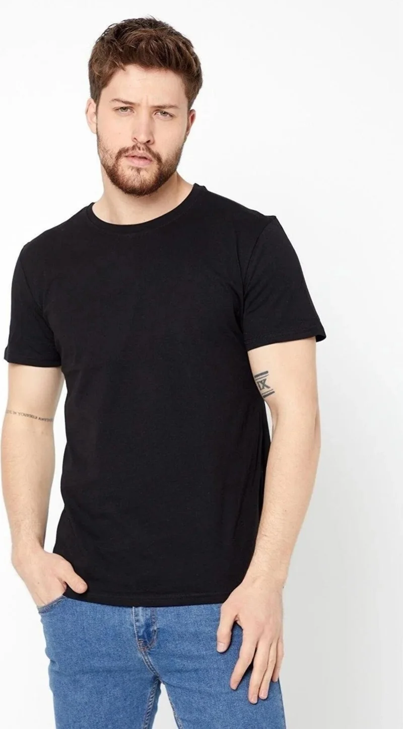 ميتاليك Men's Multicolored T-Shirt Regular Fit Relaxed Cut Crew Neck 5-Piece Basic T-Shirt Pack