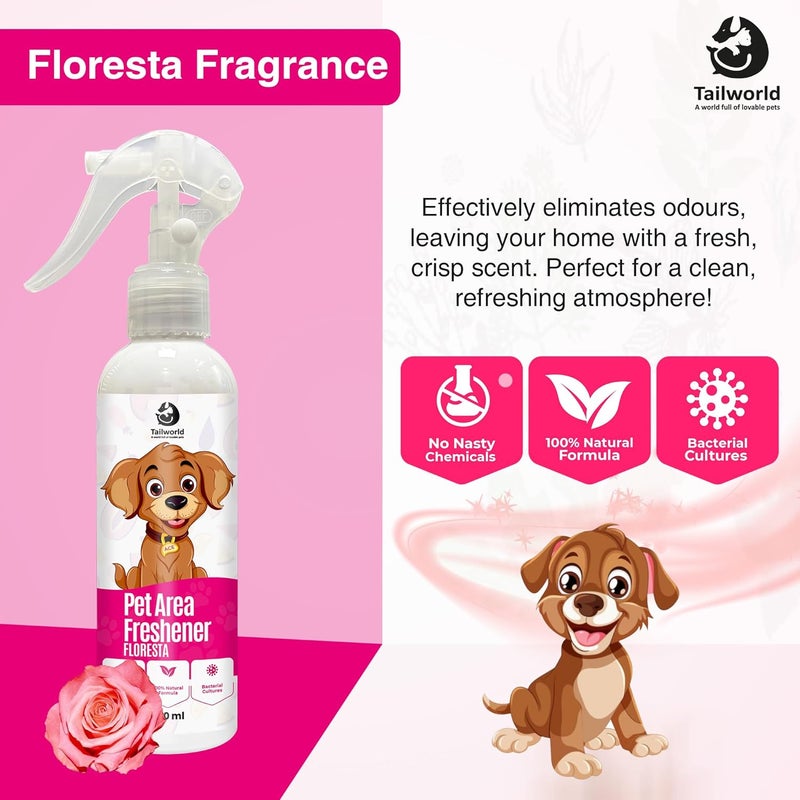 Tailworld Area Freshener, Pet Area Odour Remover for All Types of Surfaces with Fragrance of Floresta | Super Safe for Pets, Can Remove Urine Smell, Eco-Friendly Odour (200ml) - Image 5