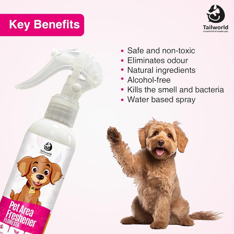Tailworld Area Freshener, Pet Area Odour Remover for All Types of Surfaces with Fragrance of Floresta | Super Safe for Pets, Can Remove Urine Smell, Eco-Friendly Odour (200ml) - Image 4