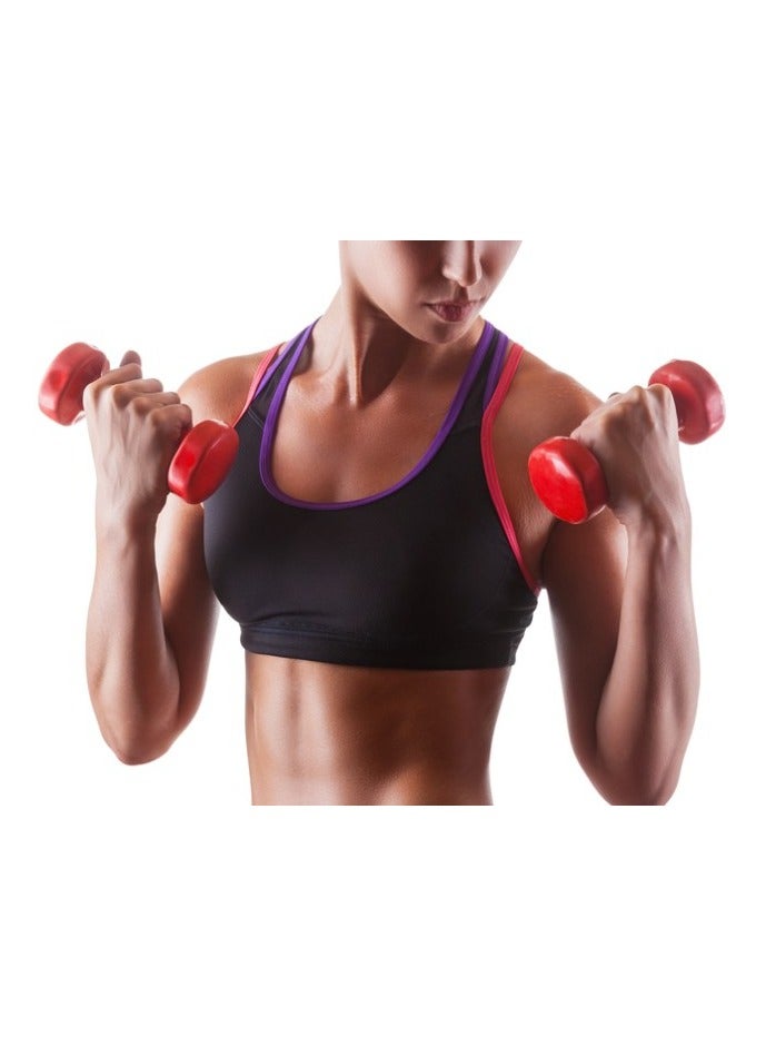 Double Dumbbells Vinyl Hexagon Hand Weights For Muscle Training 2KG, Red - Image 5