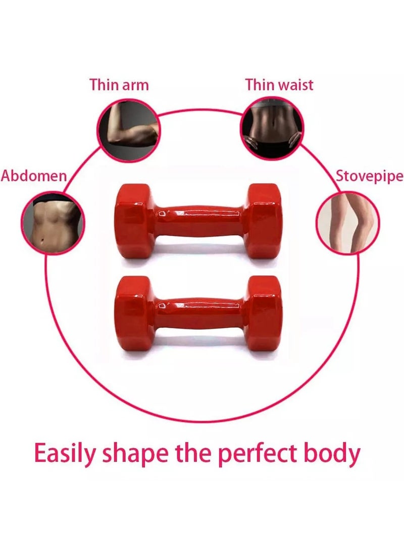 Double Dumbbells Vinyl Hexagon Hand Weights For Muscle Training 2KG, Red - Image 2