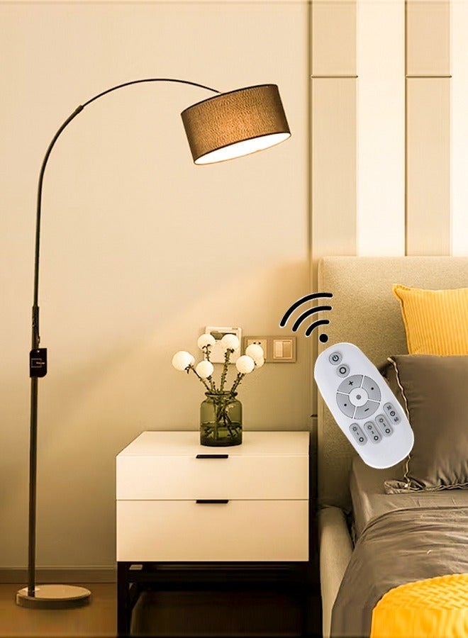Modern Curved Floor Lamp 3 Levels Remote Control Dimmable Adjustable Height Marble Base Bedroom Living Room Office Standard Lamp Metal Warm Light Black 185x38 cm 9 Watt - Image 1