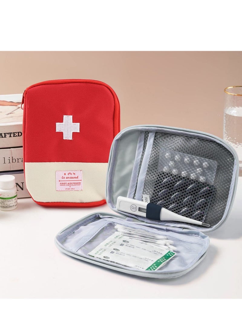 مجموعة الإسعافات الأولية المدمجة - حقيبة طوارئ محمولة للسفر والأنشطة الخارجية والسيارة وركوب الدراجات والمشي لمسافات طويلة والاستخدام المنزلي (أحمر وأزرق) - Image 2