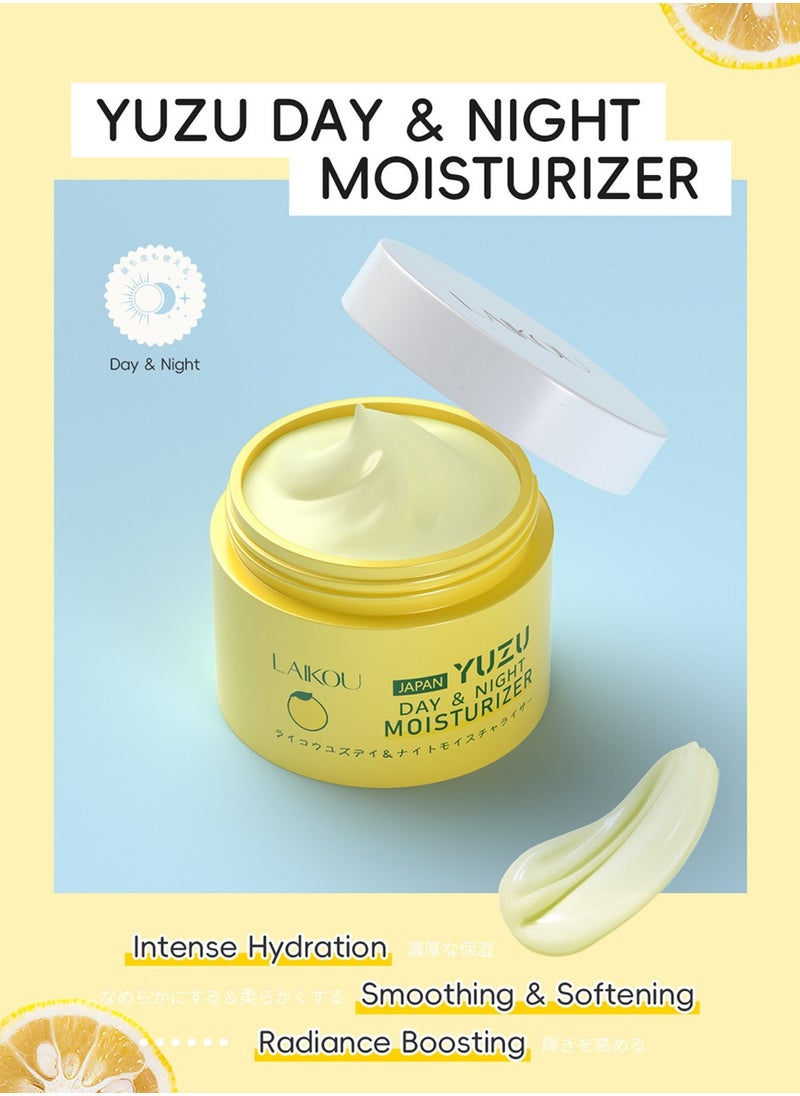 Yuzu Day & Night Face Moisturizer, with Natural Fruit Extract, Intense Hydration, Smoothing & Softening, Radiance Boosting, 25g