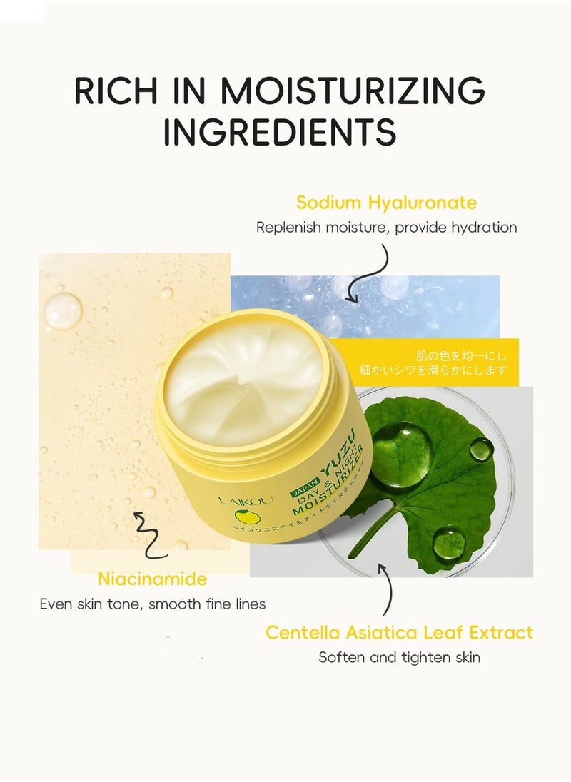 Yuzu Day & Night Face Moisturizer, with Natural Fruit Extract, Intense Hydration, Smoothing & Softening, Radiance Boosting, 25g