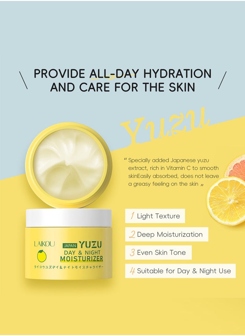 Yuzu Day & Night Face Moisturizer, with Natural Fruit Extract, Intense Hydration, Smoothing & Softening, Radiance Boosting, 25g