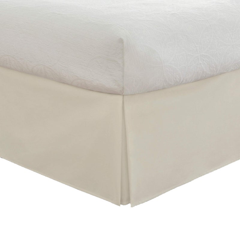 Lux Lux Hotel Microfiber Tailored Style Bed Skirt with Classic 14 Inch Drop Length King Ivory 