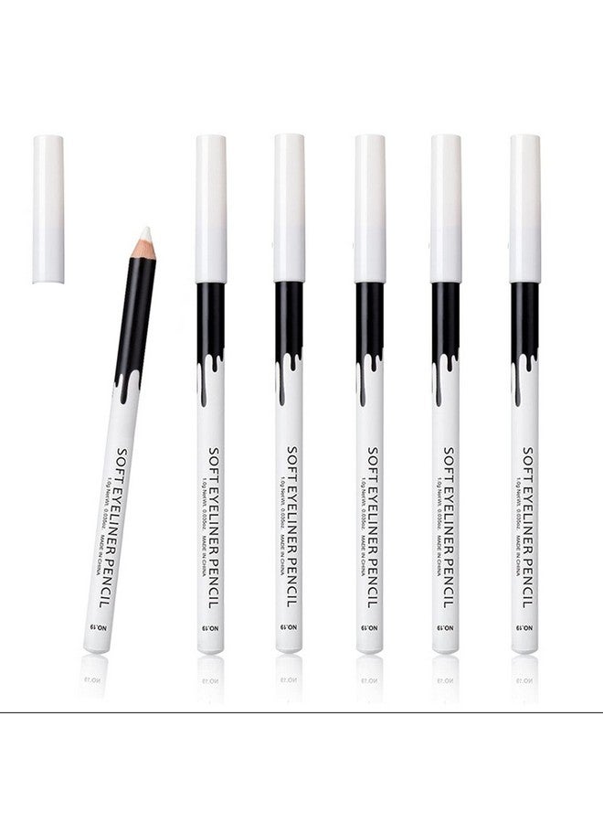 Kaiqikaixi KAIQIKAIXI 6 White Eyeliner Pencils Professional Use as Highlighter, Soft, Waterproof, Long-Lasting Eyeshadow, Eye Brightener,Eye Shadow Pencil, Lip Line Pen, Eyelid Pad, Pencil Makeup Set Tool - Image 1