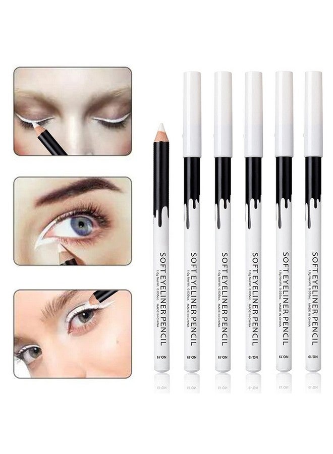 Kaiqikaixi KAIQIKAIXI 6 White Eyeliner Pencils Professional Use as Highlighter, Soft, Waterproof, Long-Lasting Eyeshadow, Eye Brightener,Eye Shadow Pencil, Lip Line Pen, Eyelid Pad, Pencil Makeup Set Tool - Image 2
