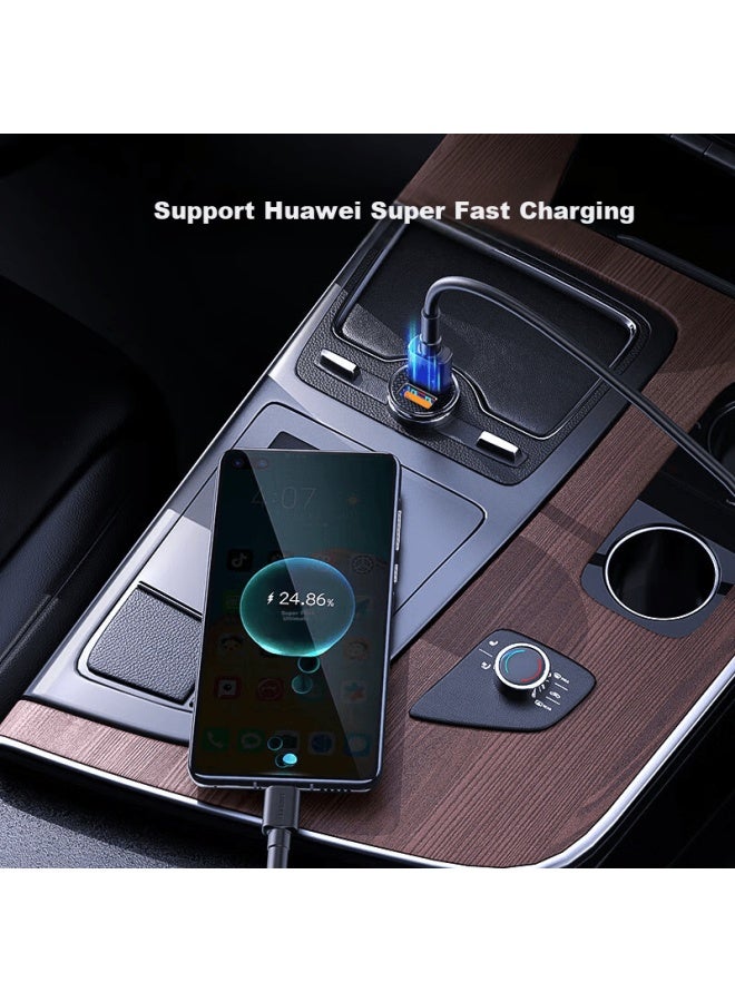 Baseus شاحن سيارة للهواتف و ette ولاعة سريع الشحن, 5a منفذ مزدوج 30w, شاحن سيارة USB + مجموعة كابل بيانات Type-c - Image 2