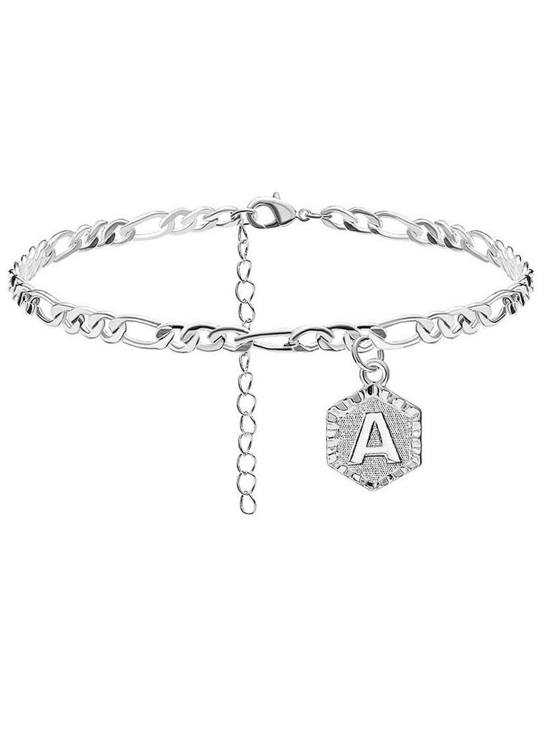 KASTWAVE Bracelets Initial Anklet Silver Ankle Bracelets for Women Stainless Steel Letter Anklet with Initials Chain Anklets Gold Anklets Bracelets for Women, Couples, Teens, Summer Jewelry Gifts - Image 1