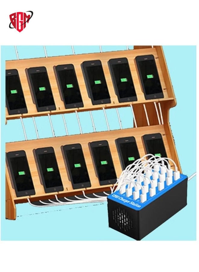 20 منافذ شاحن USB ، محطة شحن USB 80W Multi USB ، شاحن USB متعدد المنافذ مع الكشف الذكي لشحن الهواتف الذكية والأجهزة اللوحية وأجهزة USB ، محطة شاحن USB