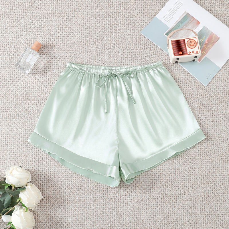Women's Satin Pajama Set Short Sleeve Shorts Sleepwear Bridal - Image 4