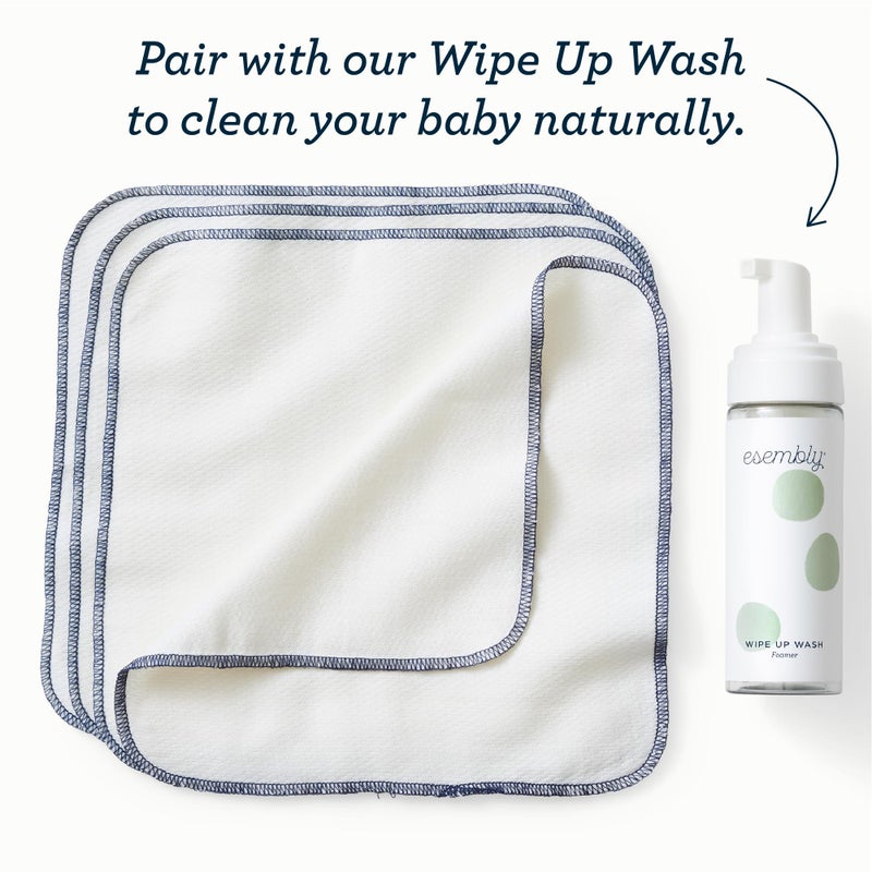 Esembly Wipe Ups, Organic Cotton Reusable Baby Wipes, Soft and Sturdy Washable Cloth Diaper Wipes, One Size, 12-pk - Image 5