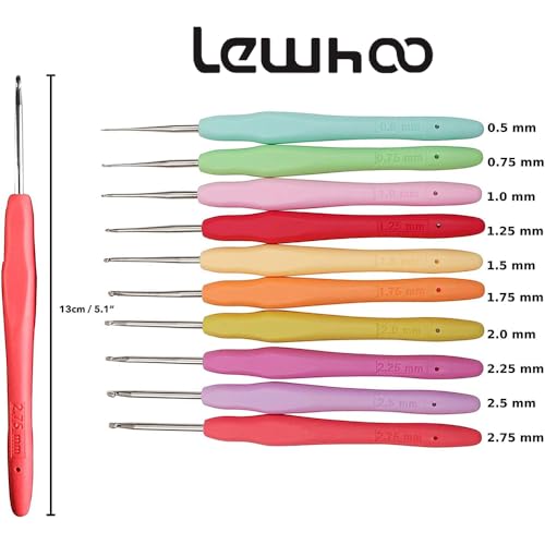 Lewhoo 10pcs Small Size Lace Crochet Hooks (0.5~2.75mm), Small Ergonomic Crochet Hooks Set for Thread - Image 3