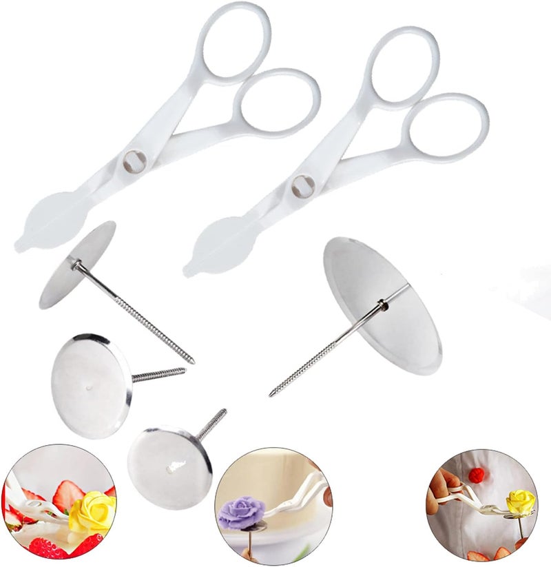 Jninexiu 6PCS Cake Flower Nail and Flower Lifters Set, Stainless Steel Baking Tools for Icing Flowers Decoration - Image 1