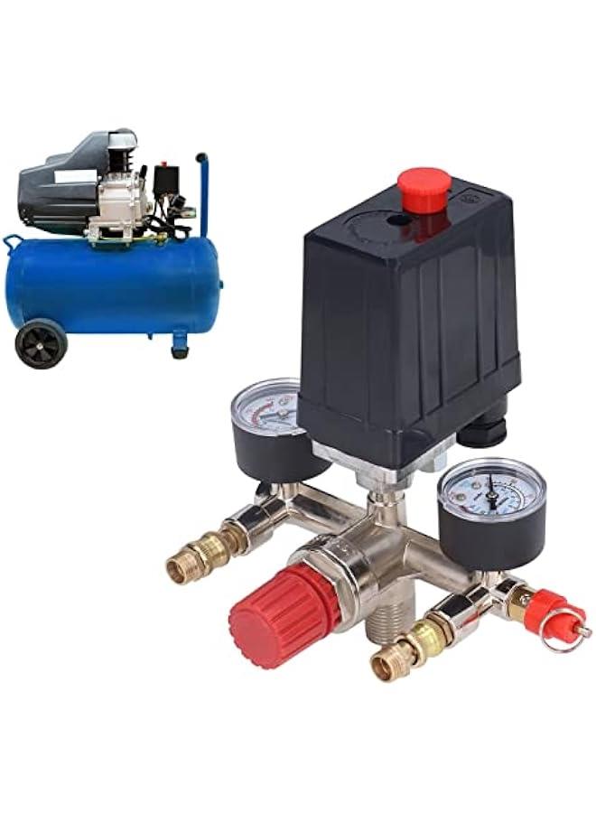 Air Compressor Pressure Valve Kit, Vertical Switch Manifold Regulator, 90‑120PSI Adjustable Pressure, Pressure Switch Control Valve with Pressure Regulator Gauges Valve Fittings Set - Image 4