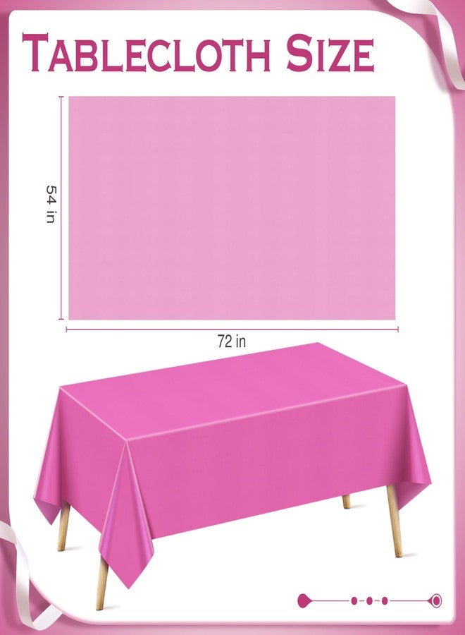 Just Shimmer 4 Pieces Pink & Orange Series Rectangle Tablecloth, 54x72" Solid Color Waterproof & Spillproof Disposable Plastic Table Cover, Durable Party Tablecloth for Dining, Buffet, Picnic, Outdoor Events - Image 2