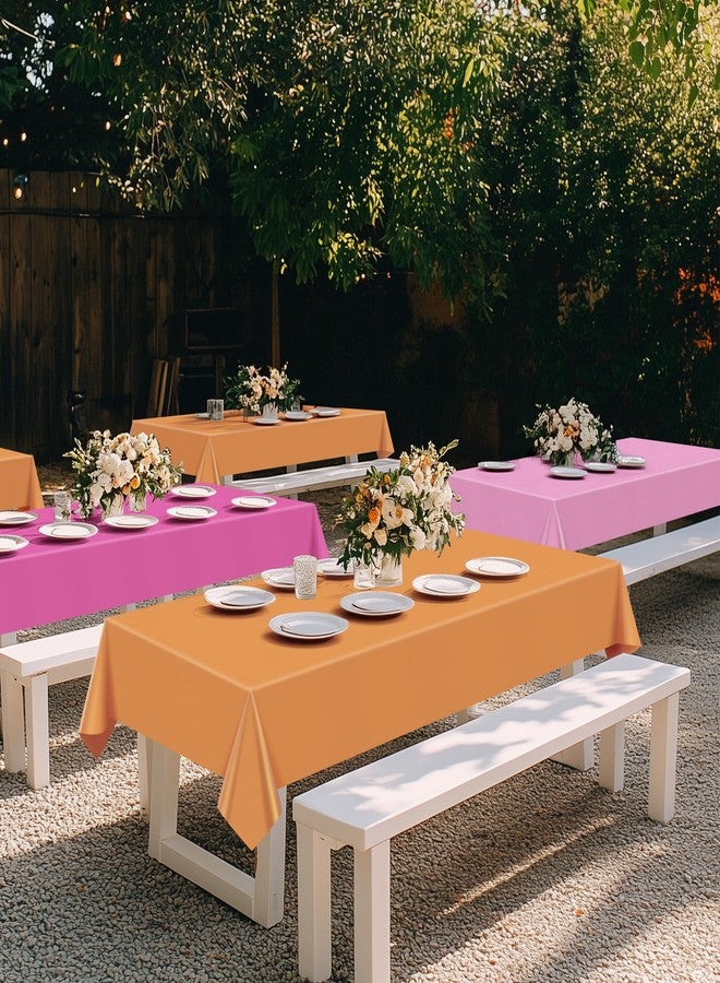 Just Shimmer 4 Pieces Pink & Orange Series Rectangle Tablecloth, 54x72" Solid Color Waterproof & Spillproof Disposable Plastic Table Cover, Durable Party Tablecloth for Dining, Buffet, Picnic, Outdoor Events - Image 4