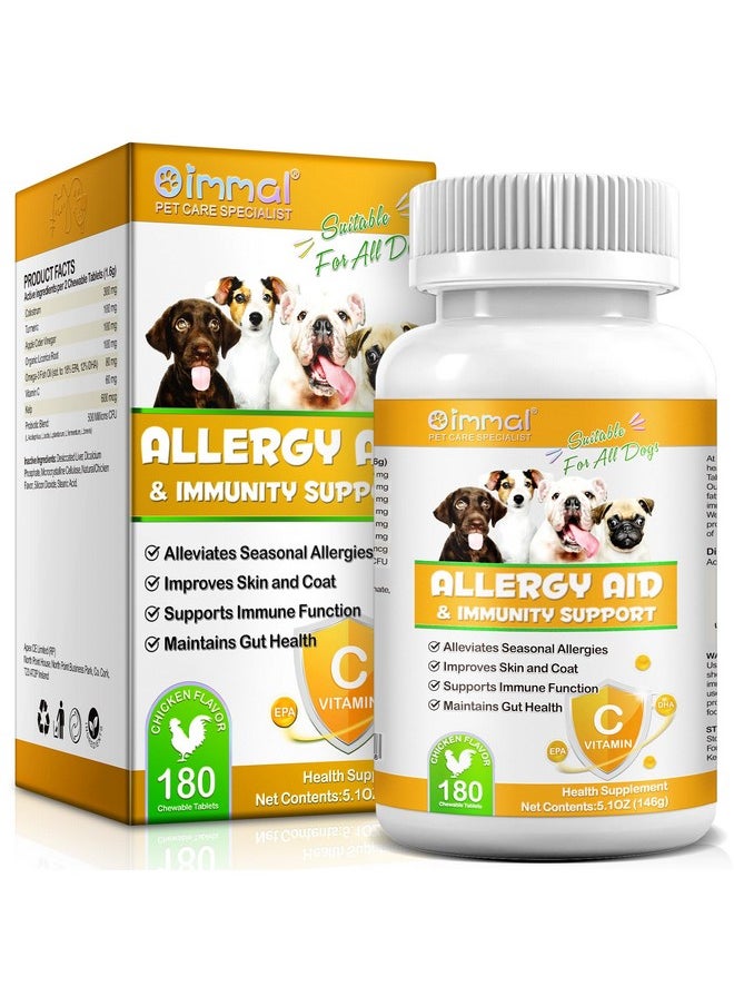 Alivo - Allergy Support For Dogs, 180Pc Allergy Aid Chewable Tablets For Seasonal Allergy, Supports Immune Function, Dry & Itchy Skin Relief, Dog Supplement Vitamins Tablets - 180 Tablets/Chicken Flavor - Image 1