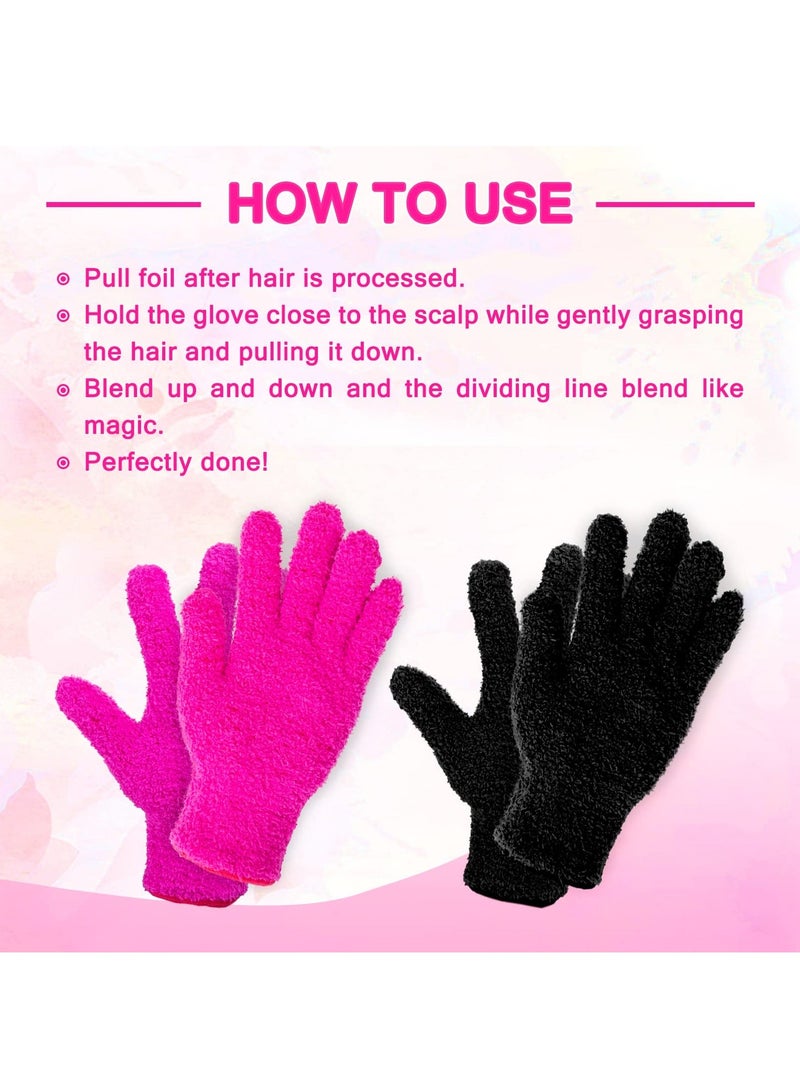 4 Pairs Microfiber Gloves, Hair Dye Gloves, Pink Gloves For Hair Salon Supplies, Reusable Gloves For Cleaning, Microfiber Mitt For Hairstylist Supplies, Hair Color Gloves 2pcs Black and 2Pcs Pink - Image 3