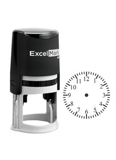 ExcelMark Round Teacher Stamp - Clock - Black Ink (A43)  - Image 1