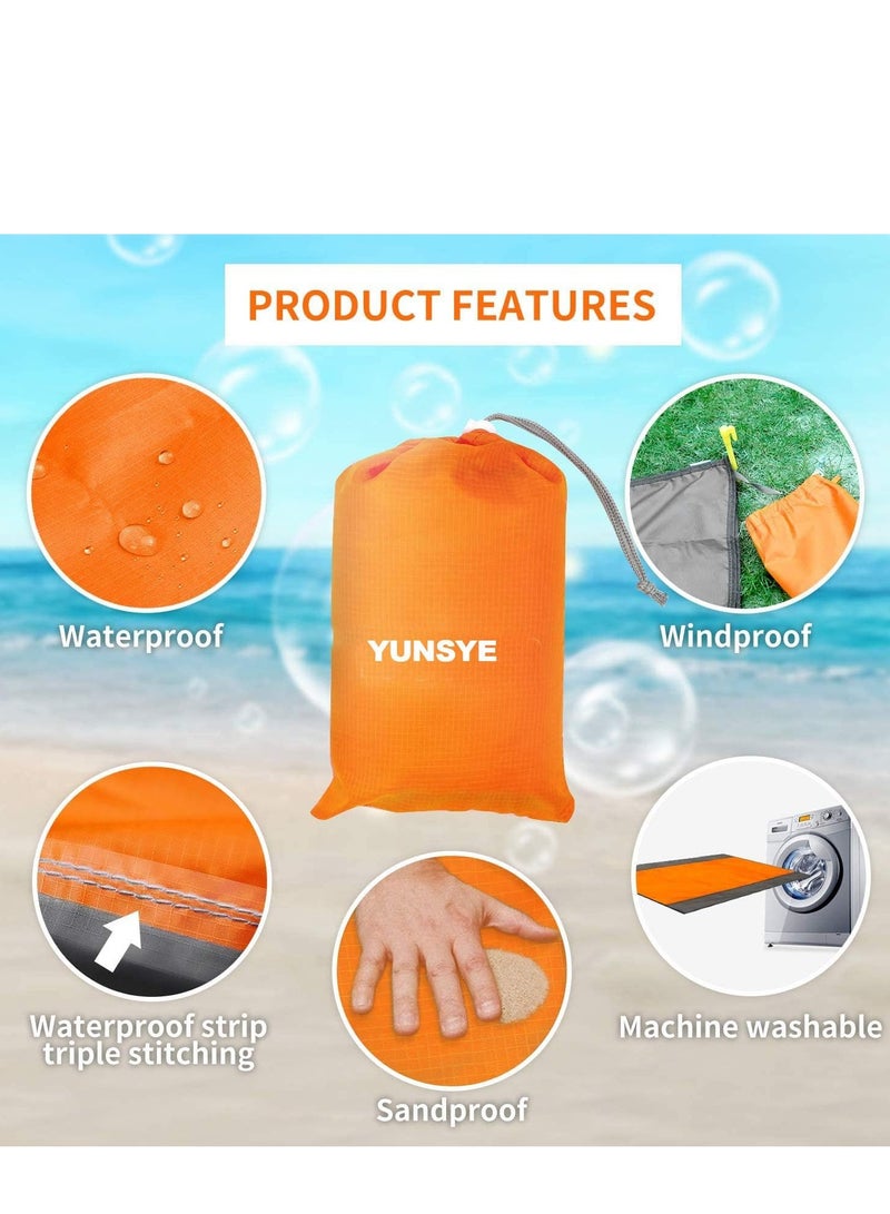 يونسي حصيرة الشاطئ ، نزهة حصيرة الشاطئ بطانية مقاومة للماء مقاومة للرمال ل 6-10 بالغين ، بطانيات النزهة الخفيفة ذات الحجم الكبير ، حصيرة إثبات الرمال للسفر ، التخييم ، المشي لمسافات طويلة - Image 4