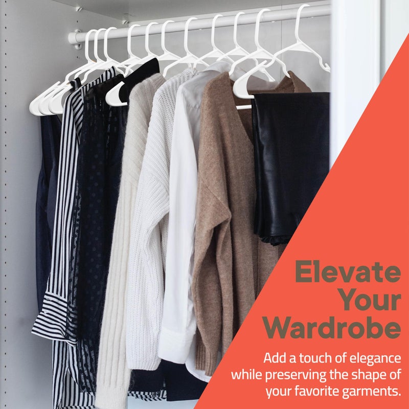 Campior White Plastic Hangers 100 Packâ€“ Heavy-Duty Plastic Hangers Slim and Space-Saving, Durable and Lightweight PP with Non-Slip Shoulder Notches for Slip Dresses, Suits, Jackets & Camisoles - Image 3
