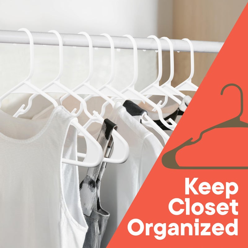 Campior White Plastic Hangers 100 Packâ€“ Heavy-Duty Plastic Hangers Slim and Space-Saving, Durable and Lightweight PP with Non-Slip Shoulder Notches for Slip Dresses, Suits, Jackets & Camisoles - Image 5