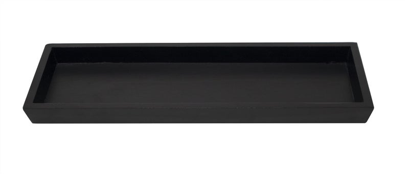 صينية خشبية سوداء لتنظيم الحمام وتخزين العطور أو المجوهرات