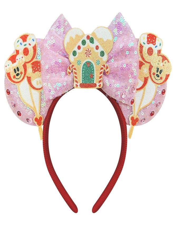 Bolonar Cute Sequin Bows Headband with Mouse Ears - Pink Balloon for Birthday, Girls, Princess