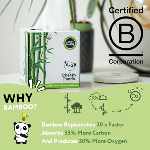 The Cheeky Panda Bamboo Facial Tissues Boxes | 12 x Tissue Boxes | Soft 3 Ply Bamboo Tissue Paper Bulk | Sustainable Tissues Cube Box - Image 4